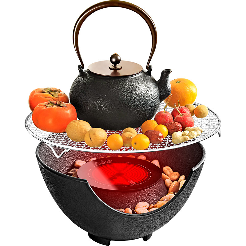 围炉煮茶全套电陶炉煮茶器家用日本铁壶煮茶壶玻璃泡茶烤火煮茶炉