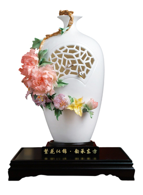 繁花似锦手捏瓷花摆件定制送礼