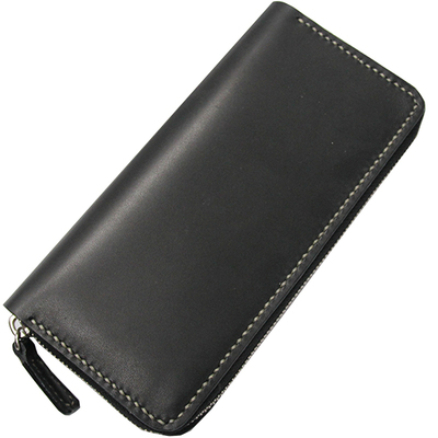 轻薄版慢工植鞣长款缝制拉链包