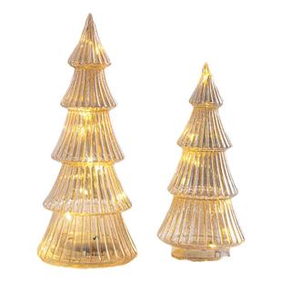 圣诞节装饰玻璃灯圣诞树摆件店铺橱窗桌面发光高级diy装扮小饰品