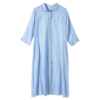 ZOLLE因为桑蚕丝长款衬衫裙