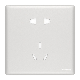 施耐德开关插座面板家用16a一开五孔86型插座珍铂质感系列冰河银