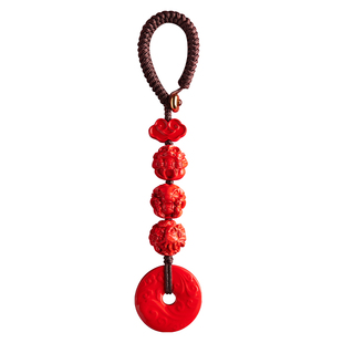 庆祥泰2026本命年朱砂钥匙扣三合生肖挂件属马吉祥佩戴物护身符男