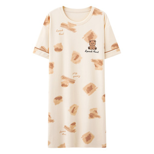高级感睡裙女夏季纯棉短袖中长款连衣裙休闲睡衣家居服2025年新款