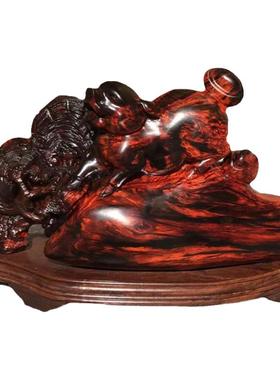 红木招财猪摆件客厅老挝大红酸枝