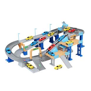 盘山轨道车小火车闯关大冒险汽车停车场大楼儿童玩具男孩3岁4益智