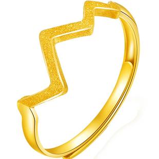 明牌珠宝黄金戒指 足金心跳活口时尚女戒指简约食指 AFM0047计价