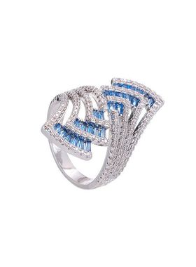 轻奢满钻梯形开口超闪名媛戒指