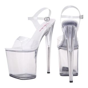 夏季恨天高性感超高跟鞋20cm高细跟透明水晶鞋防水台凉鞋女模特鞋