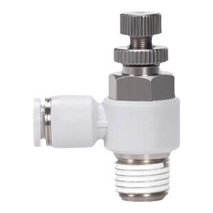 亚德客L型不锈钢单向节流阀气动可调气缸调速接头PSL4 6 -M5 01AS