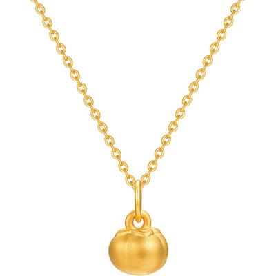 明牌珠宝硬金工艺金柿子吊坠