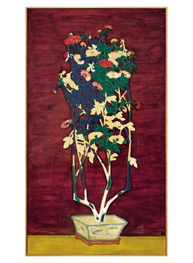 伽罗生活西方画《聚瑞盈馨》常玉盆栽植物客厅沙发挂画新中式装饰
