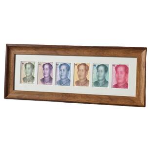 五月画馆毛爷爷六行人民币相框DIY纪念币展示送朋友增运多金相框