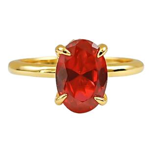 3克拉极简素圈培育鸽血红宝石戒指925银素金圈镶嵌椭圆高级感轻奢