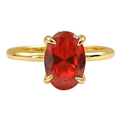 素金圈梦幻鸽血红925银戒指