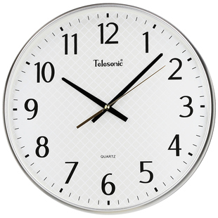 TELESONIC/天王星现代简约圆形挂钟时钟静音时尚客厅石英钟壁钟
