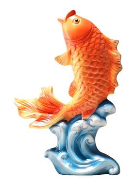 陶瓷鱼摆件招财中式客厅玄关柜