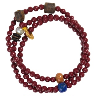 曦光里【木火通明】正品带证书紫金朱砂青金沉香本命年三圈手串链