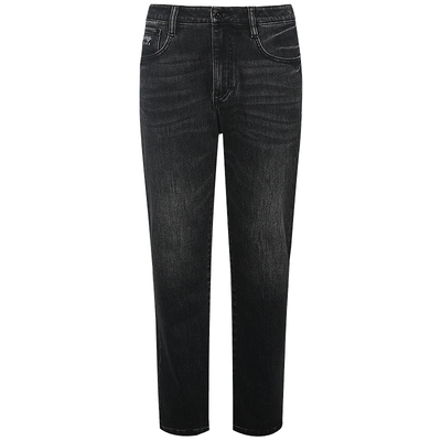 利郎官方磨毛保暖中腰直筒牛仔裤