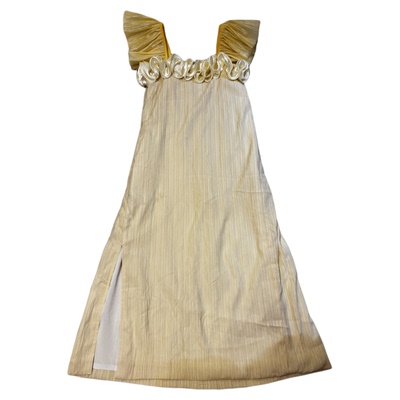 原创设计黄色复古宽松长款连衣裙