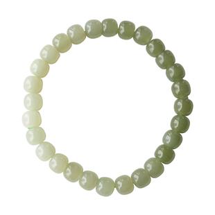 天然青海料高品质晴水和田玉青白渐变手串手链清透高冰大仙的串儿