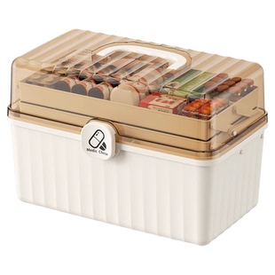 家用药箱家庭装药物收纳盒大容量医药箱多层儿童药品塑料药盒