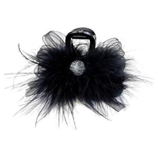 秋冬闪钻羽毛蝴蝶结抓夹高级感发饰大号后脑勺鲨鱼夹发夹发卡夹子