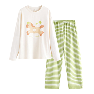 康妮雅2026年新款春季甜美风纯棉睡衣女长袖长裤套装宽松家居服