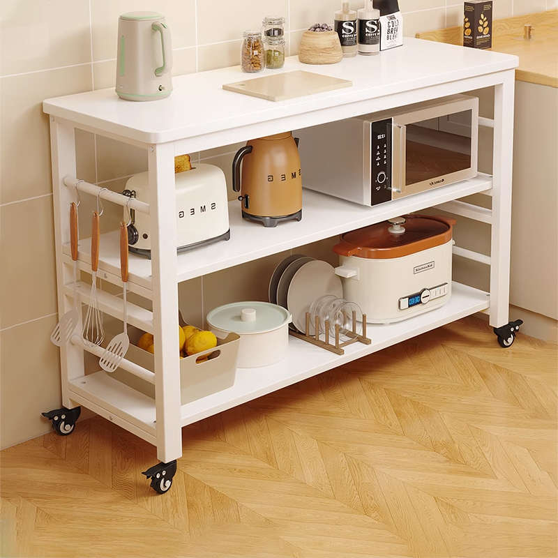 厨房置物架落地多层可移动储物柜多功能带轮切菜桌厨房用品收纳架