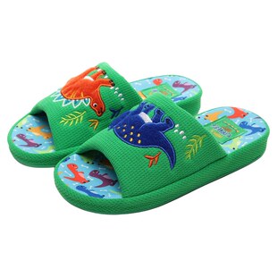 卡通恐龙儿童拖鞋春秋布艺家居鞋男中大童开口足弓防滑硬底布拖鞋