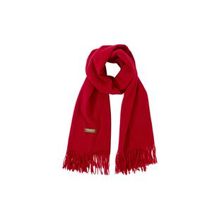 三福围巾纯色柔软流苏红色围巾经典简约保暖旅游围脖秋冬2025新款