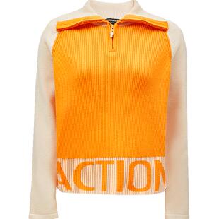 Vero Moda奥莱针织衫女秋冬清仓撞色字母图案带领拉链毛衣百搭