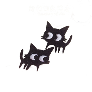 手工猫咪发夹边夹 DIY头饰发饰鱼嘴夹 不织布刘海夹 她们的故饰会