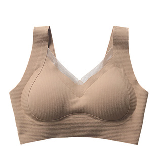 秋冬暖肌轻磨毛宽肩带文胸罩内衣W型软支撑无钢圈0压力美背反重力