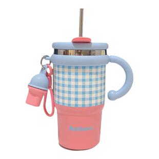 高颜值咖啡保温杯新款2026双饮水杯女生大容量把手带吸管随行杯子