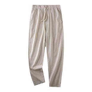 亚麻裤男夏季薄款直筒棉麻裤子外贸原麻料男裤男装长裤男士休闲裤