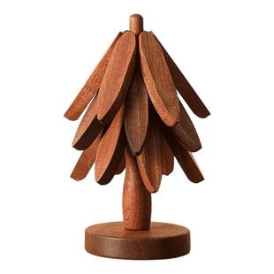 隔热垫餐桌摆件实木一棵树高颜值隔热垫小树隔热垫创意折叠餐盘树