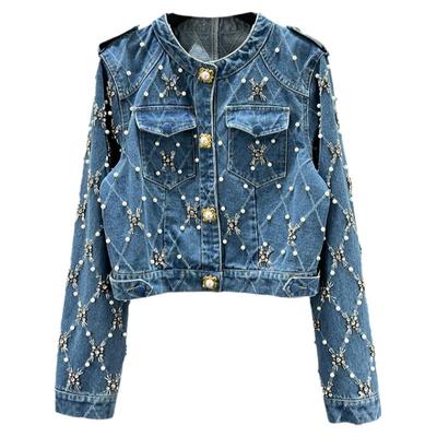 2024年春季欧货钉珠镶钻牛仔外套