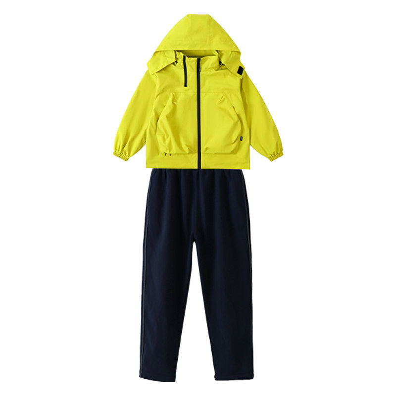 小学生校服冲锋衣套装幼儿园园服春秋装儿童班服荧光绿加厚冬季