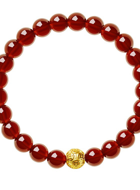 宫里上新天然石榴石足金手链