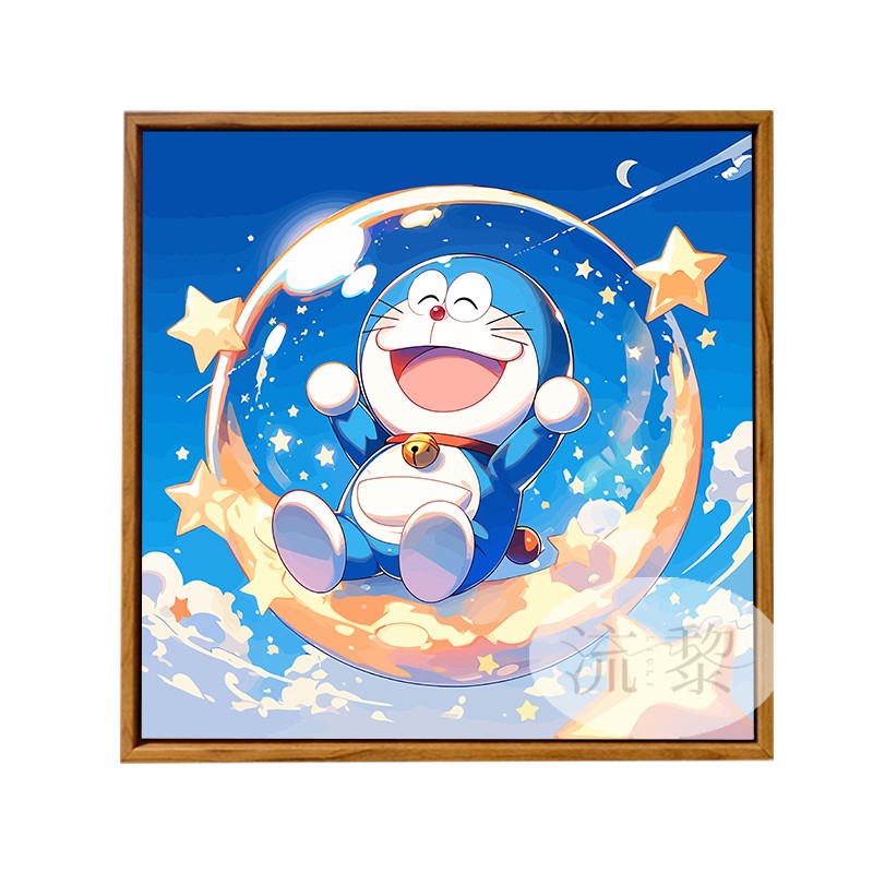 可爱卡通星空哆啦A梦DIY数字油画