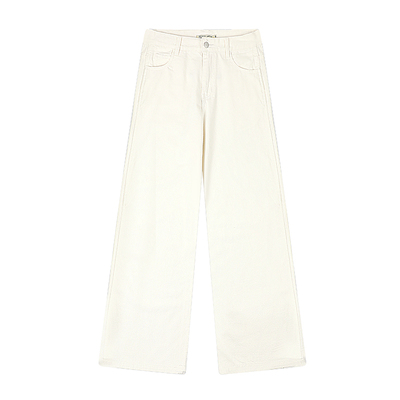 7THLAT白色牛仔阔腿裤女工装风