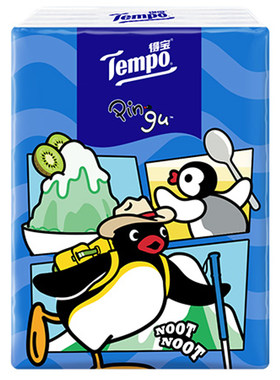 【ULINK】Tempo得宝Pingu联名手帕纸4层加厚对半撕印花7张1包
