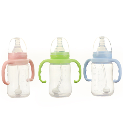 标口小口奶瓶PP塑料带手柄吸管