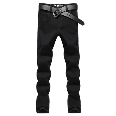 纯黑色男士青年牛仔裤