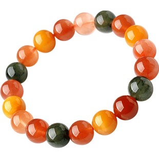 发晶手链女男东海水晶玛瑙玉髓翡翠玉石散珠子金黄发晶福禄寿手串