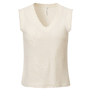 VGRASS维格娜丝春季新款手工钩边羊毛羊绒针织马甲珠片绣花边外套