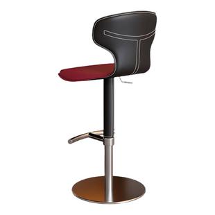 意式轻奢吧台椅现代简约家用马鞍皮吧椅旋转升降高脚凳前台酒吧凳