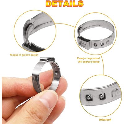 跨境批发420PCS盒装20种卡箍304箍单喉尺寸不锈钢软管夹套件耳