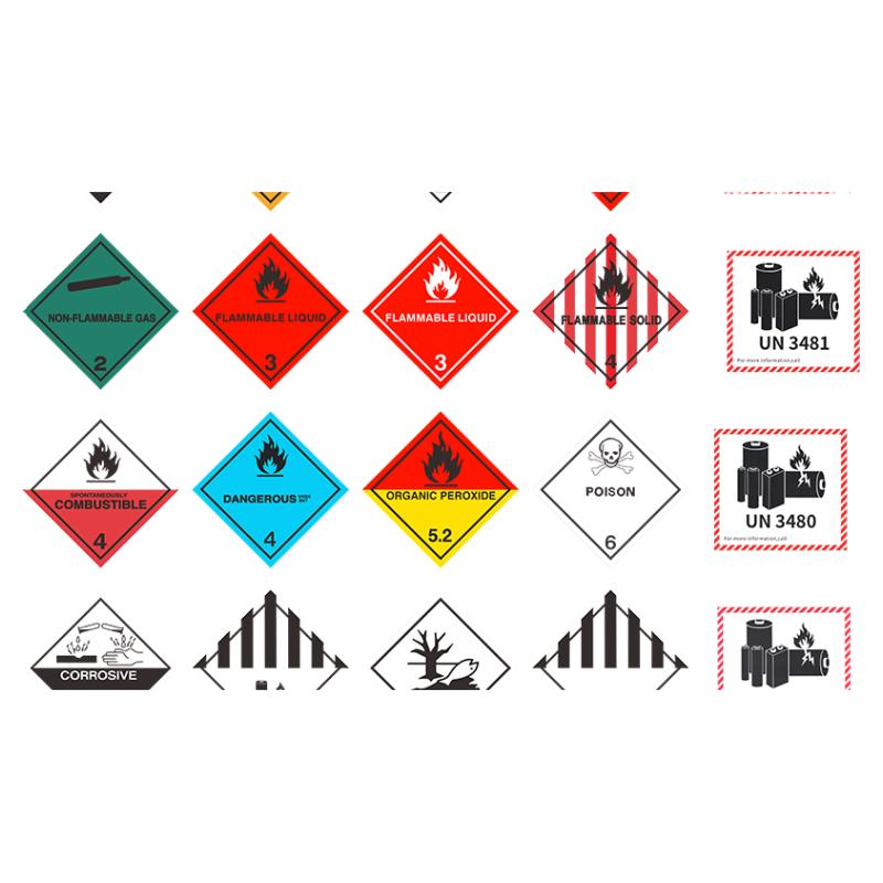 新款电池不干胶标贴CAUTION锂离子物品运输标签危品贴箱 现货 危废标识贴纸不干胶标签 亚马逊航空物流标